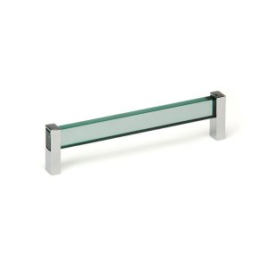 Tress Green Glass and Chrome Pulls